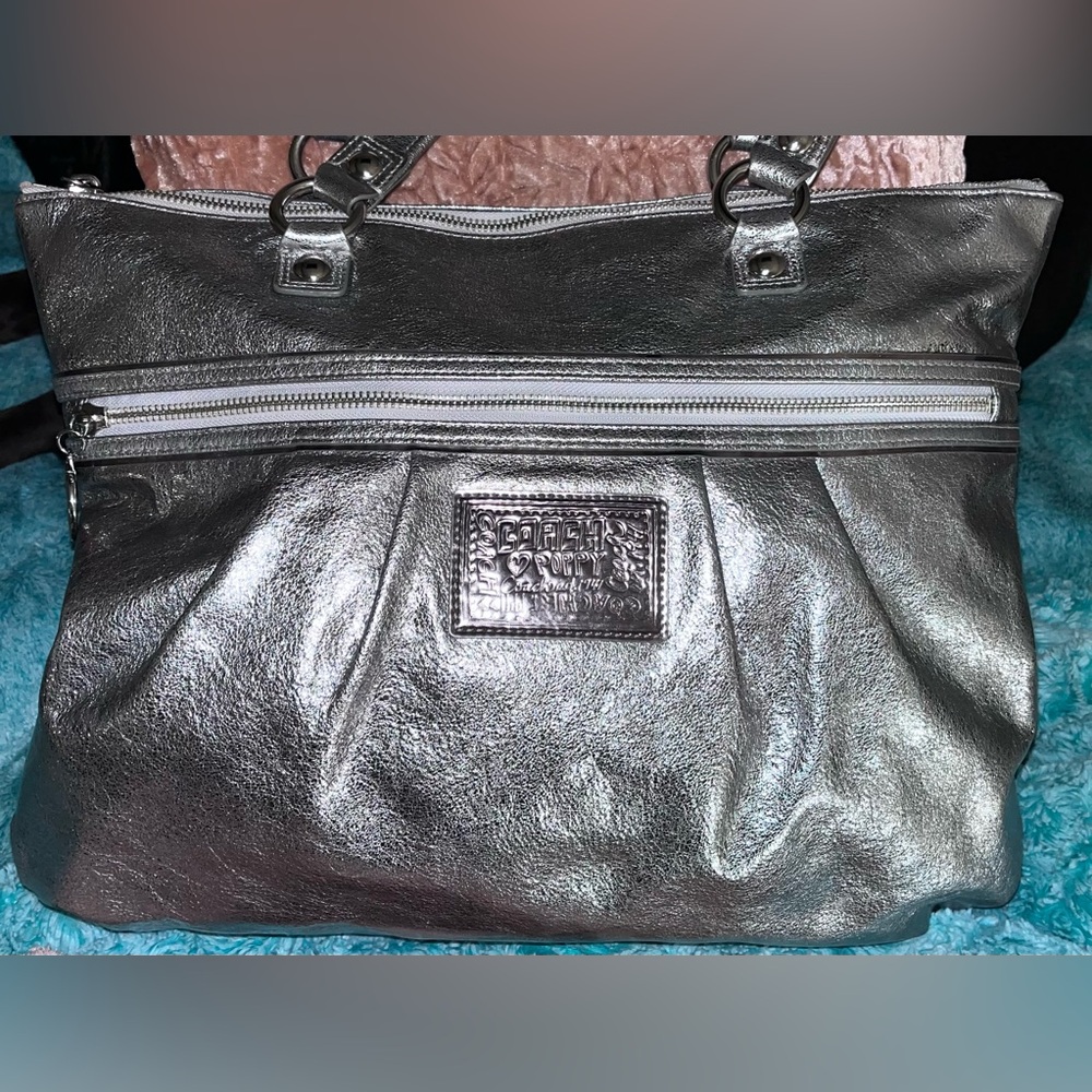 Coach Metallic Silver Shoulder Bag
